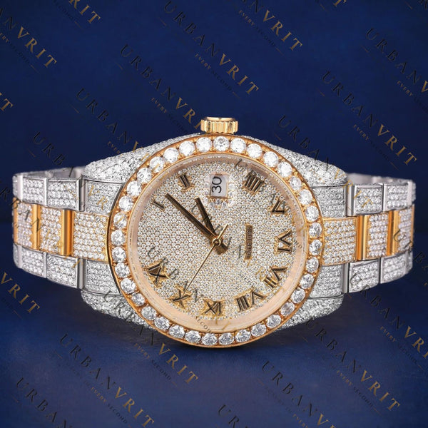 41 MM Yellow Gold Date just VVS1 D Colour  Moissanite Watch
