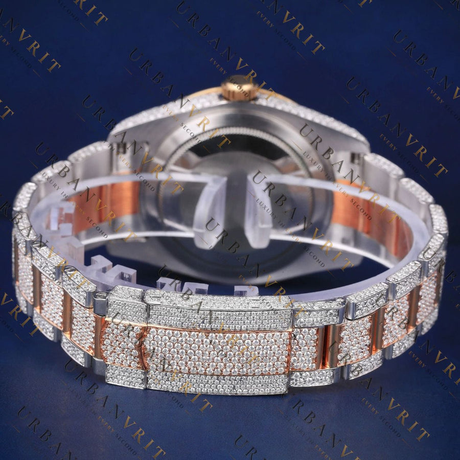 Rose Gold Date just VVS1 D Color  Moissanite Watch