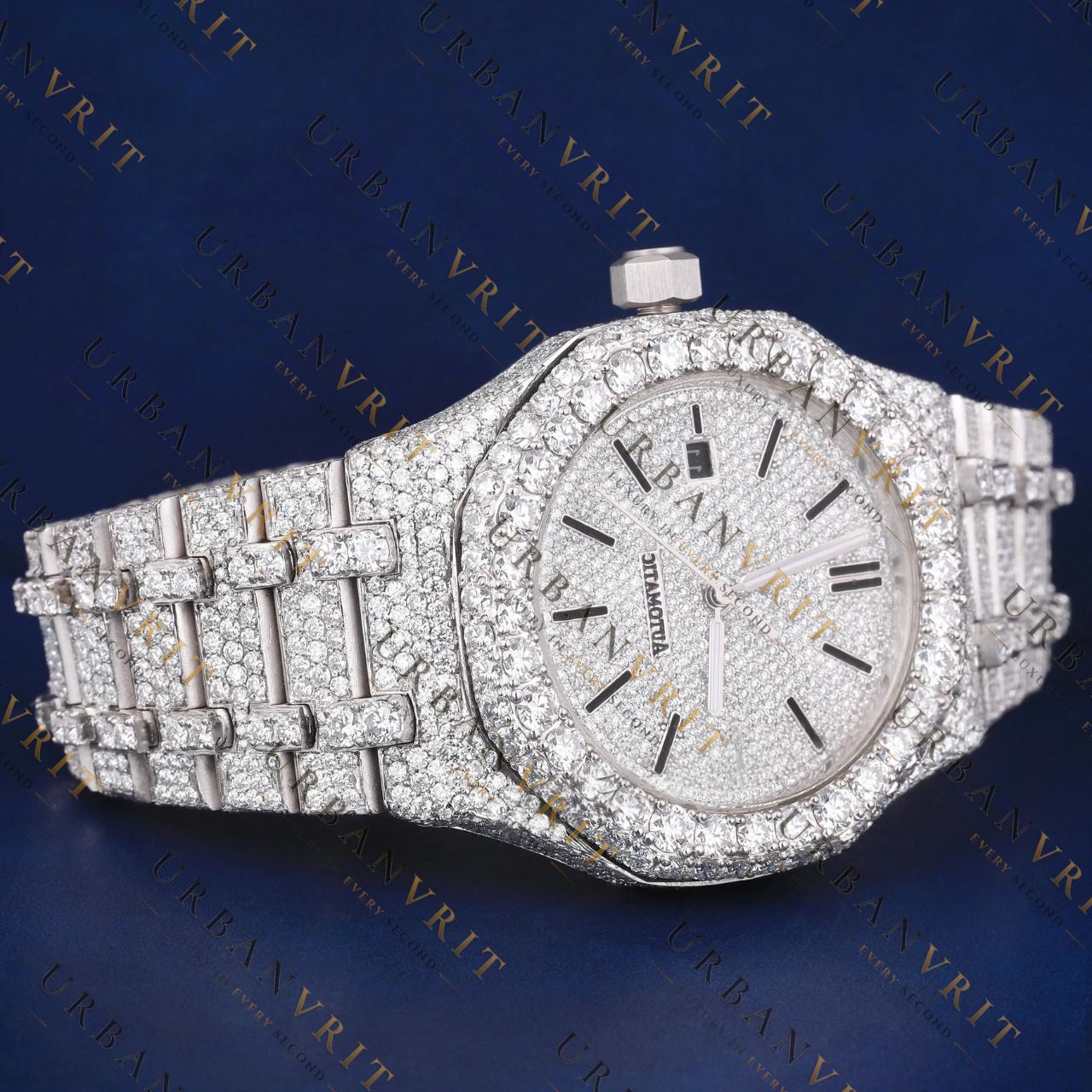36MM Classic Iced Out Moissanite Watch  VVS1 D Color