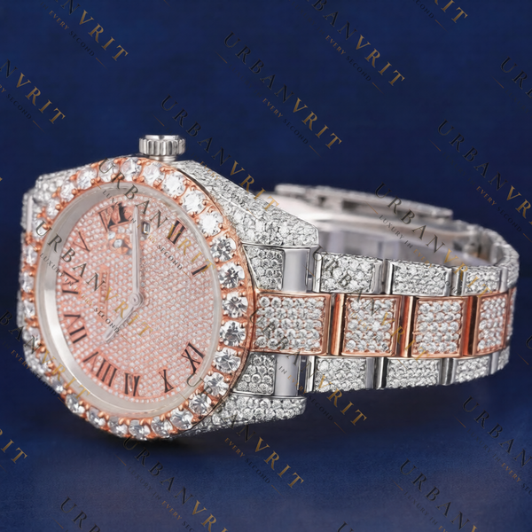 41 MM Rose Gold Datejust VVS1 D Color Moissanite Watch