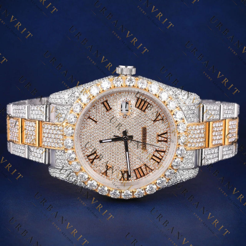 Gold Date just VVS1 D Color  Moissanite Watch