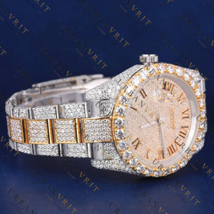 Gold Date just VVS1 D Color  Moissanite Watch