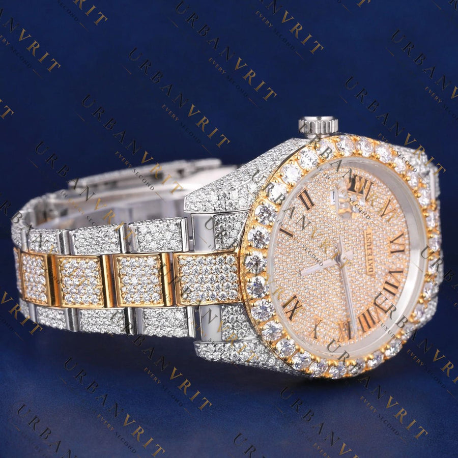 Gold Date just VVS1 D Color  Moissanite Watch