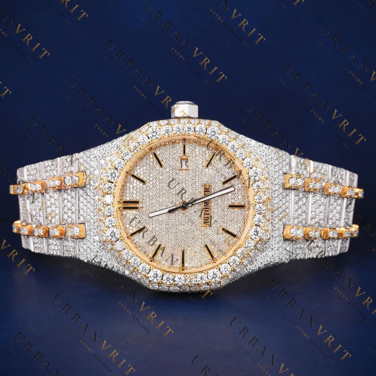 Gold Bezel  VVS1 D Color Moissanite Watch