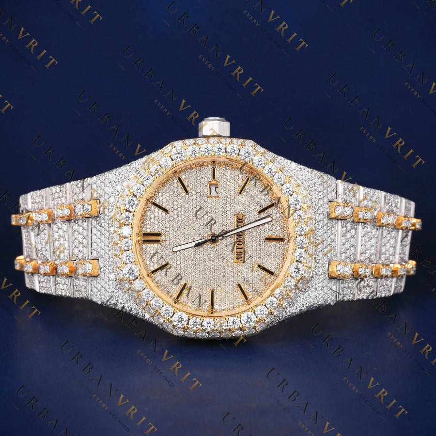 Gold Bezel  VVS1 D Color Moissanite Watch