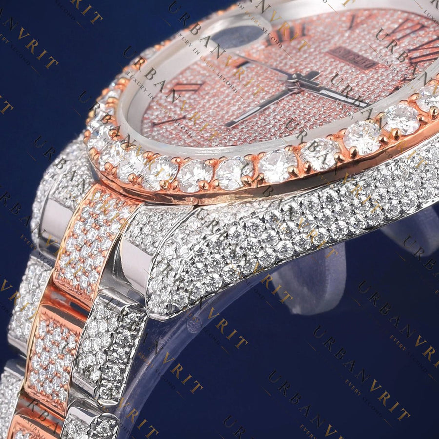 41 MM Rose Gold Datejust VVS1 D Color Moissanite Watch