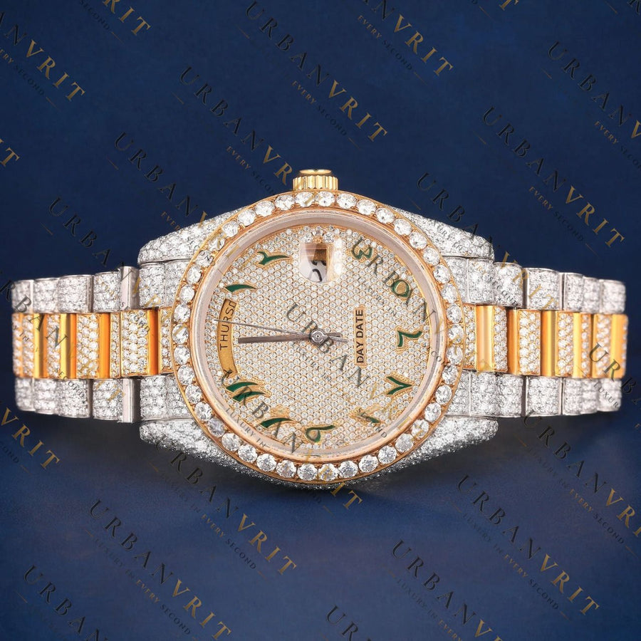 Arabic Day-Date VVS1 D Color  Moissanite Watch