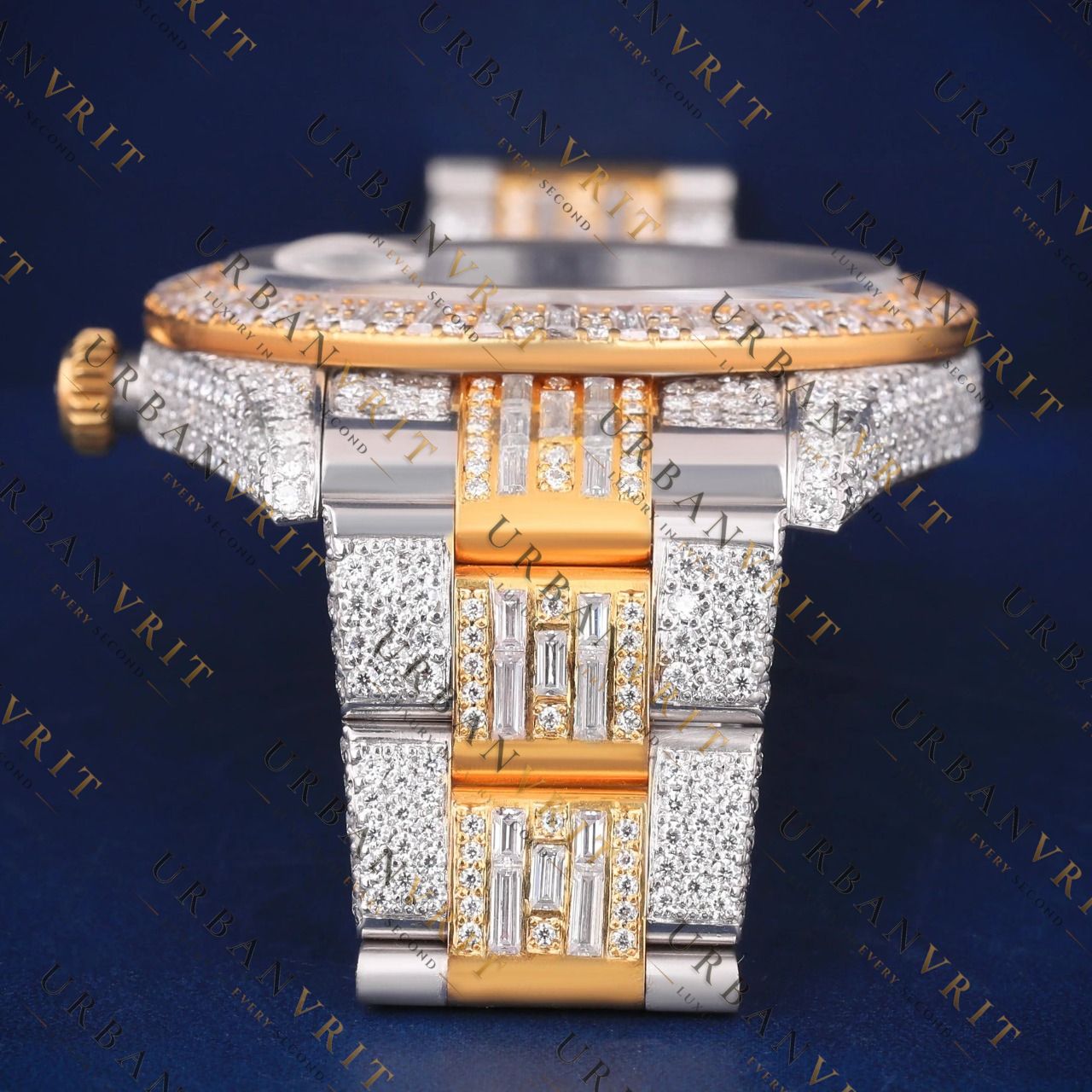 Baguette & Round Bezel VVS1 D Color Moissanite Watch