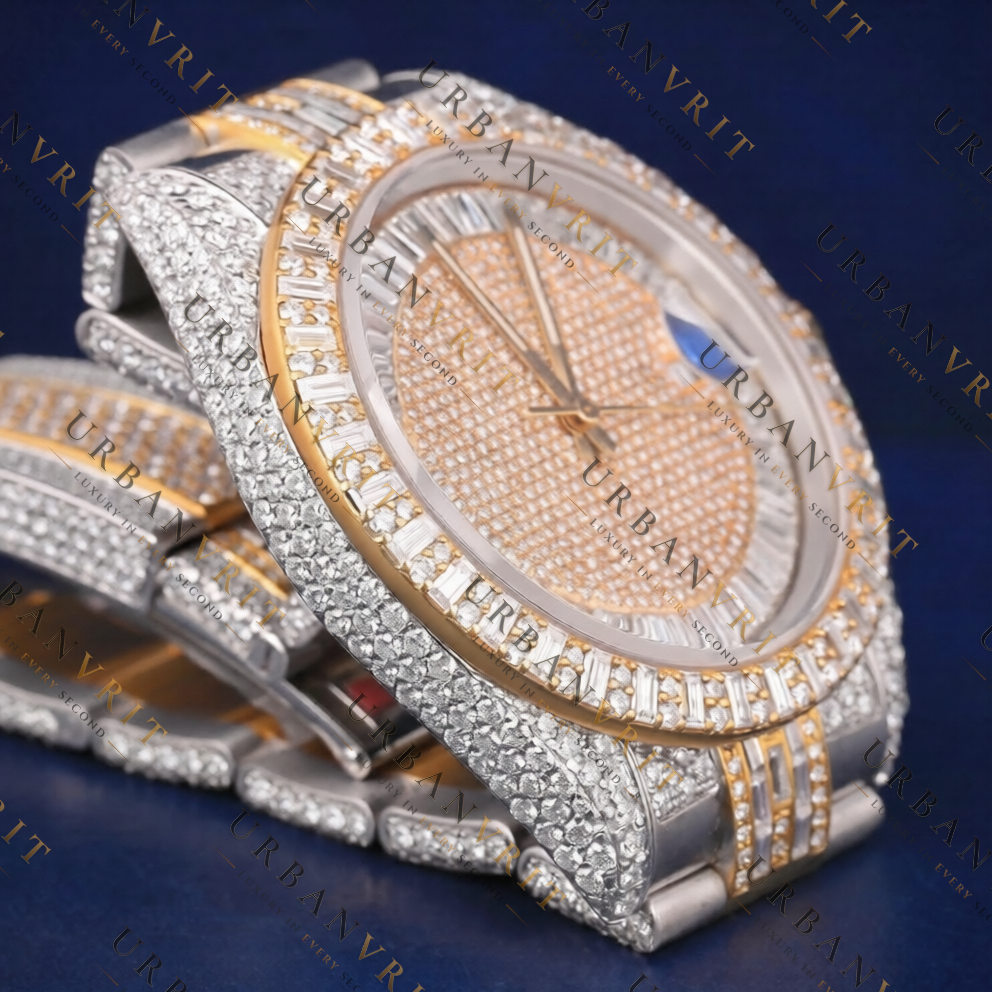 Baguette & Round Bezel VVS1 D Color Moissanite Watch