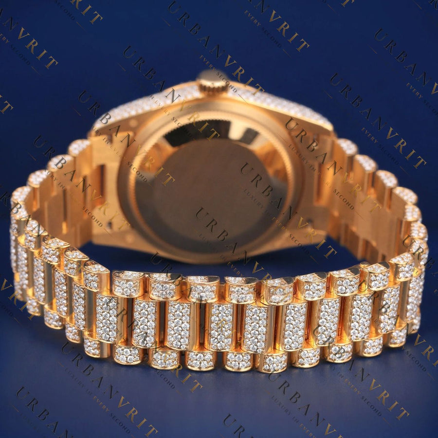 Gold Day-Date VVS1 D Color  Moissanite Watch