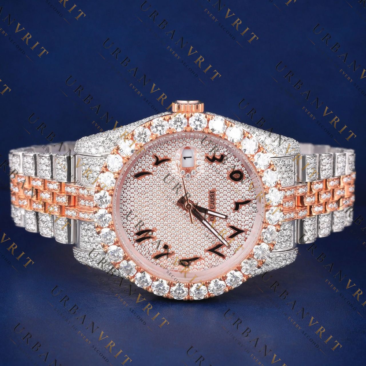 Arabic Rose Gold VVS1 D Color  Moissanite Watch