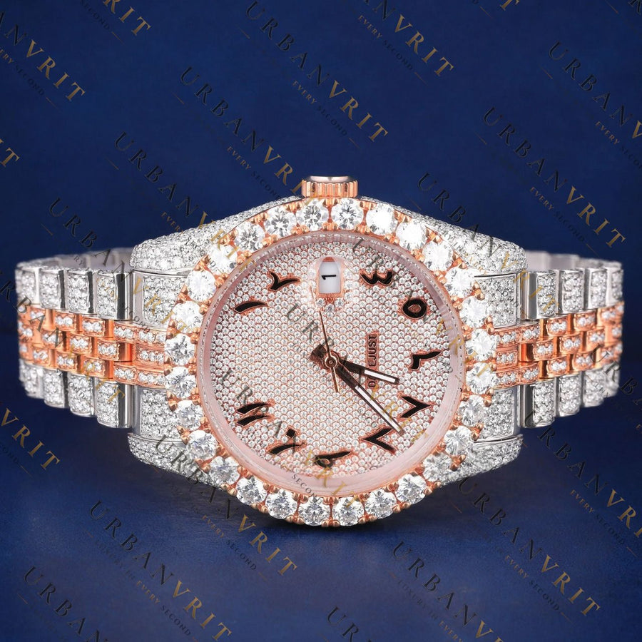 Rose Gold & Silver Iced Out Moissanite Watch VVS1 D Color Diamond Tester Luxury Automatic Watch