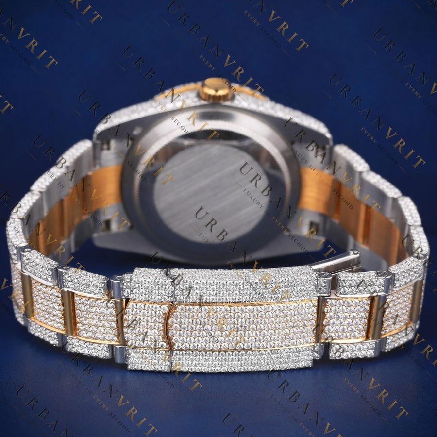 36MM Two Tone Date- Just VVS1 D Colour  Moissanite Watch