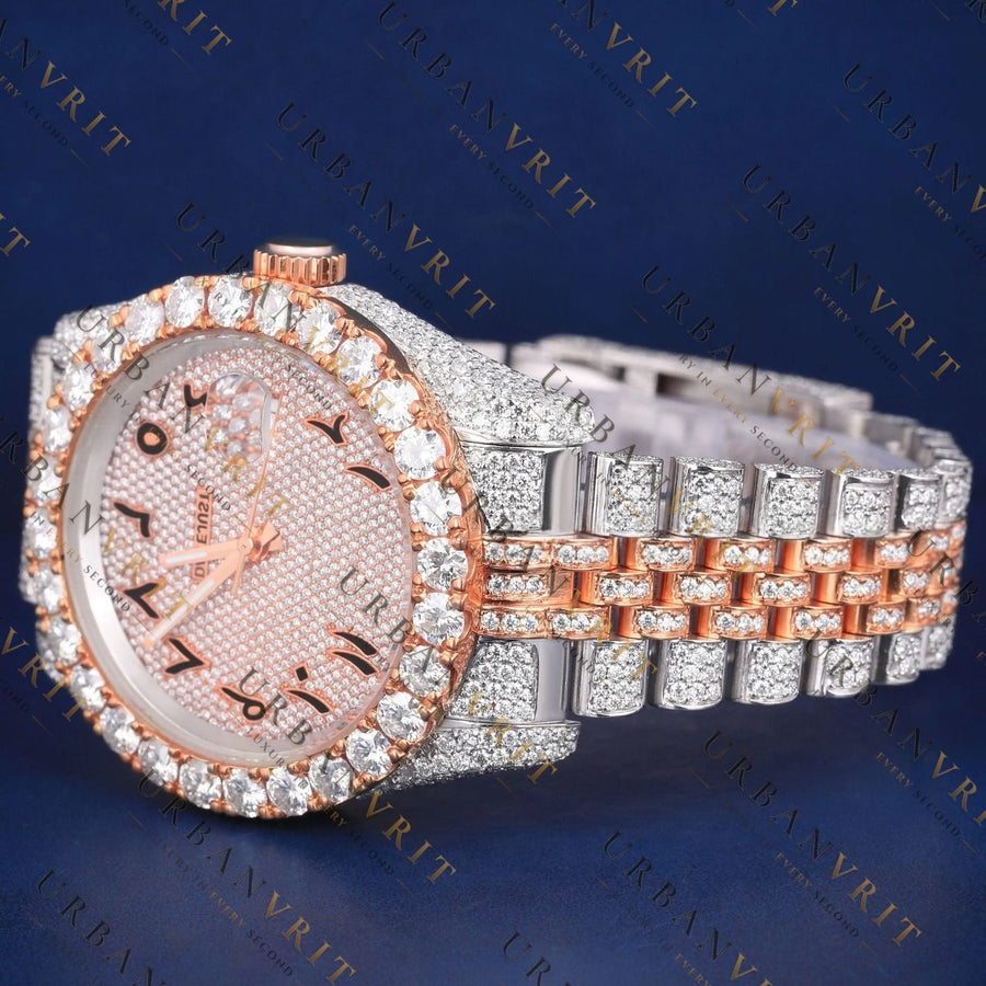 Arabic Rose Gold VVS1 D Color  Moissanite Watch