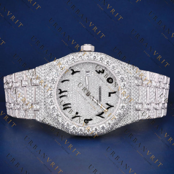 Arabic Iced Out VVS1 D Color Moissanite Watch