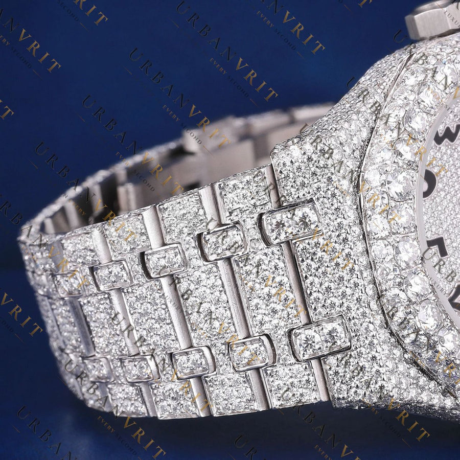 Arabic Iced Out VVS1 D Color Moissanite Watch