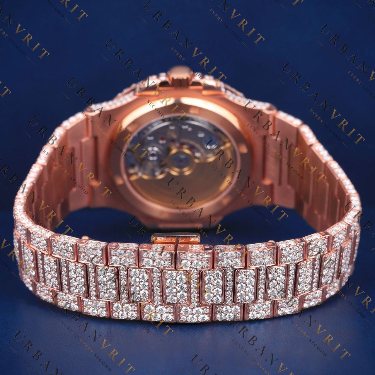 Rose Gold Baguette VVS1 D Color Moissanite Watch