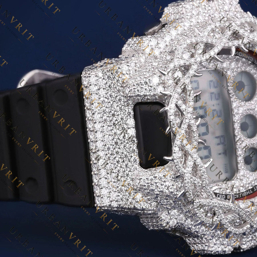 Iced Out Moissanite G Shock Watch VVS1 D Color Luxury Digital Watch
