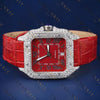 Red Dial Square VVS1 D Color Moissanite Watch