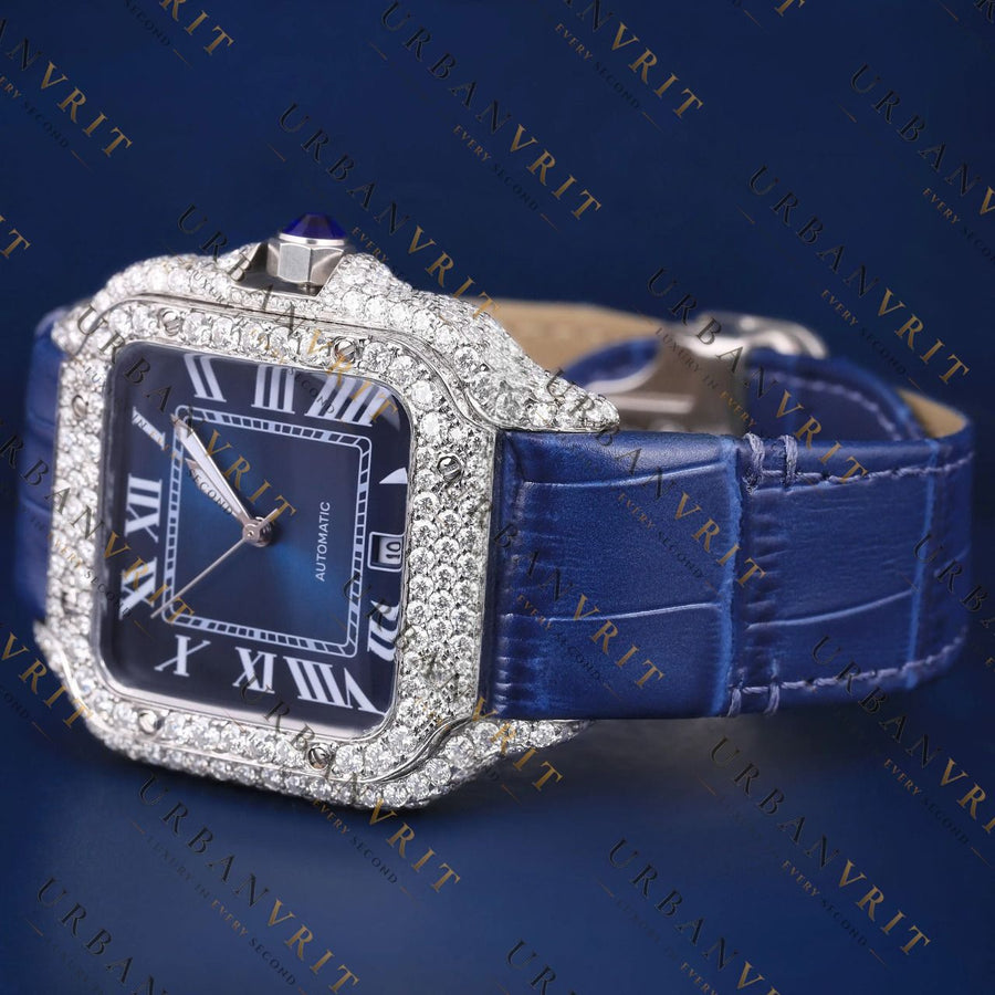 Blue Dial VVS1 D Color Moissanite Watch