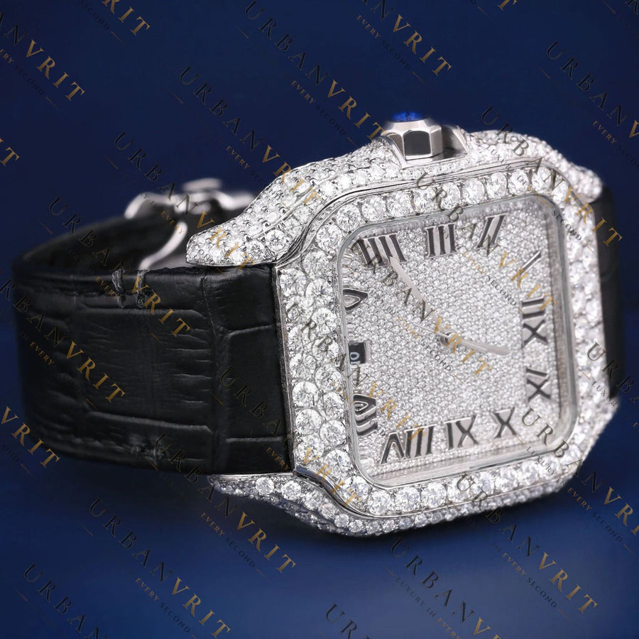 Iced Santos VVS1 D Color Moissanite Watch