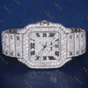 Fully Iced Square Roman Numeral VVS1 D Color Moissanite Watch