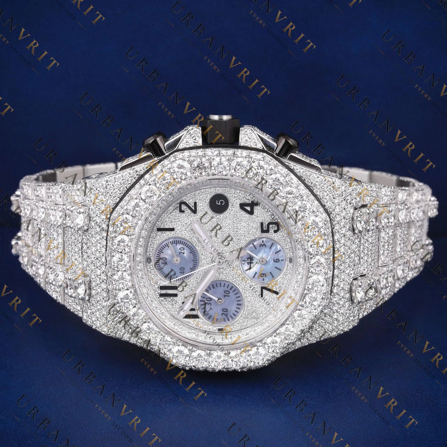 Iced Chronograph VVS1 D Color Moissanite Watch