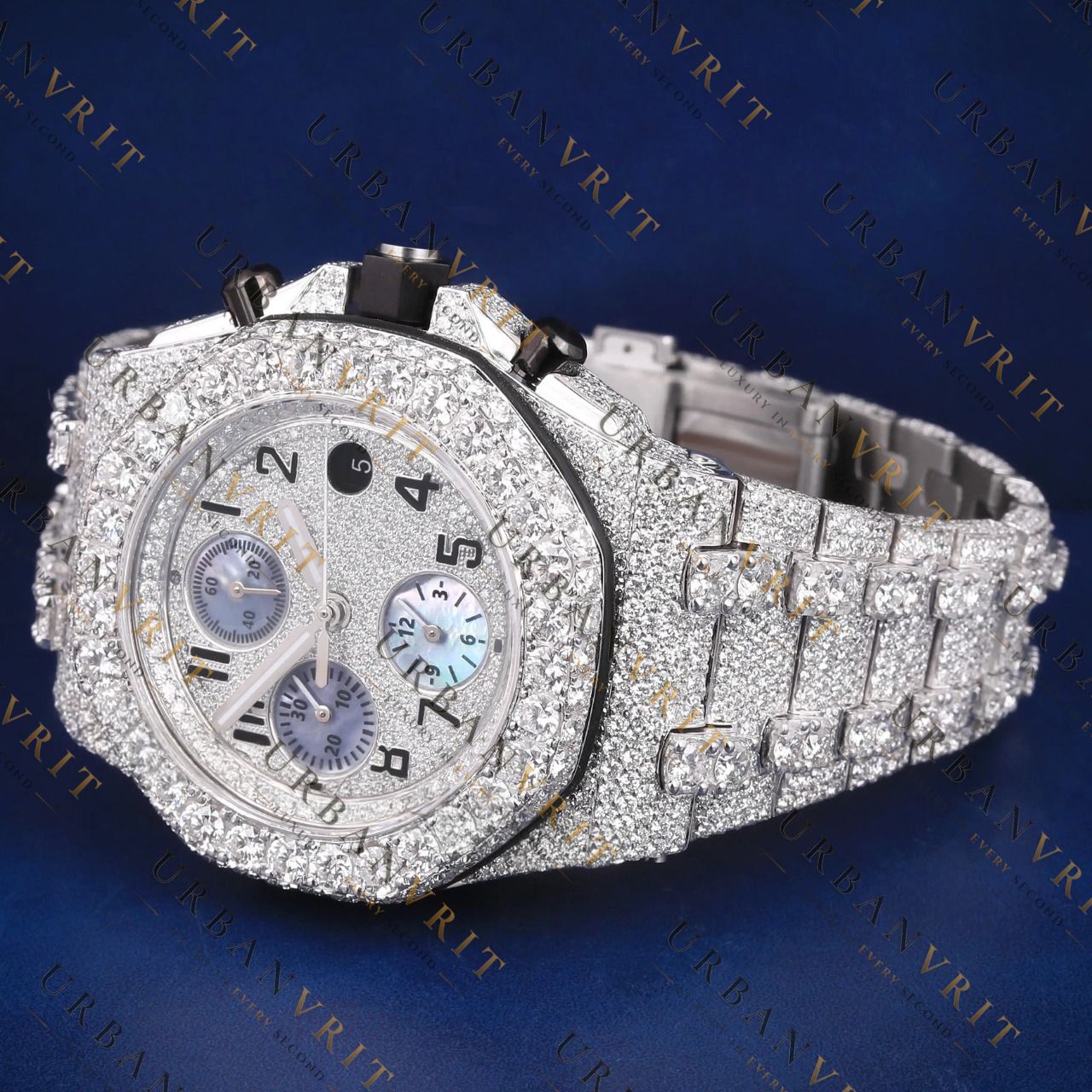 Iced Chronograph VVS1 D Color Moissanite Watch