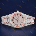 Rose Gold VVS1 D Color Moissanite Day-Date Watch