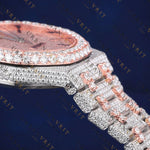 Rose Gold VVS1 D Color Moissanite Day-Date Watch
