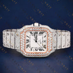 Rose Gold Santos VVS1 D Color Moissanite Watch