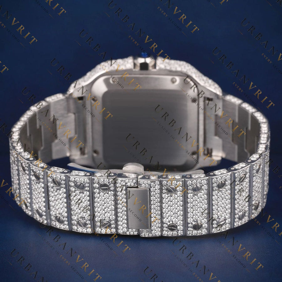 Rose Gold Santos VVS1 D Color Moissanite Watch