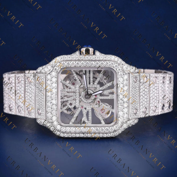 Skeleton Santos VVS1 D Color Moissanite Watch