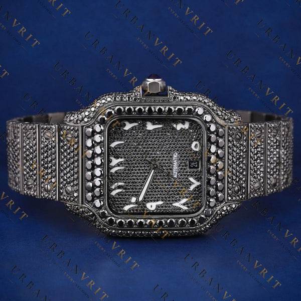 Black Diamond Santos VVS1 D Color Moissanite Watch
