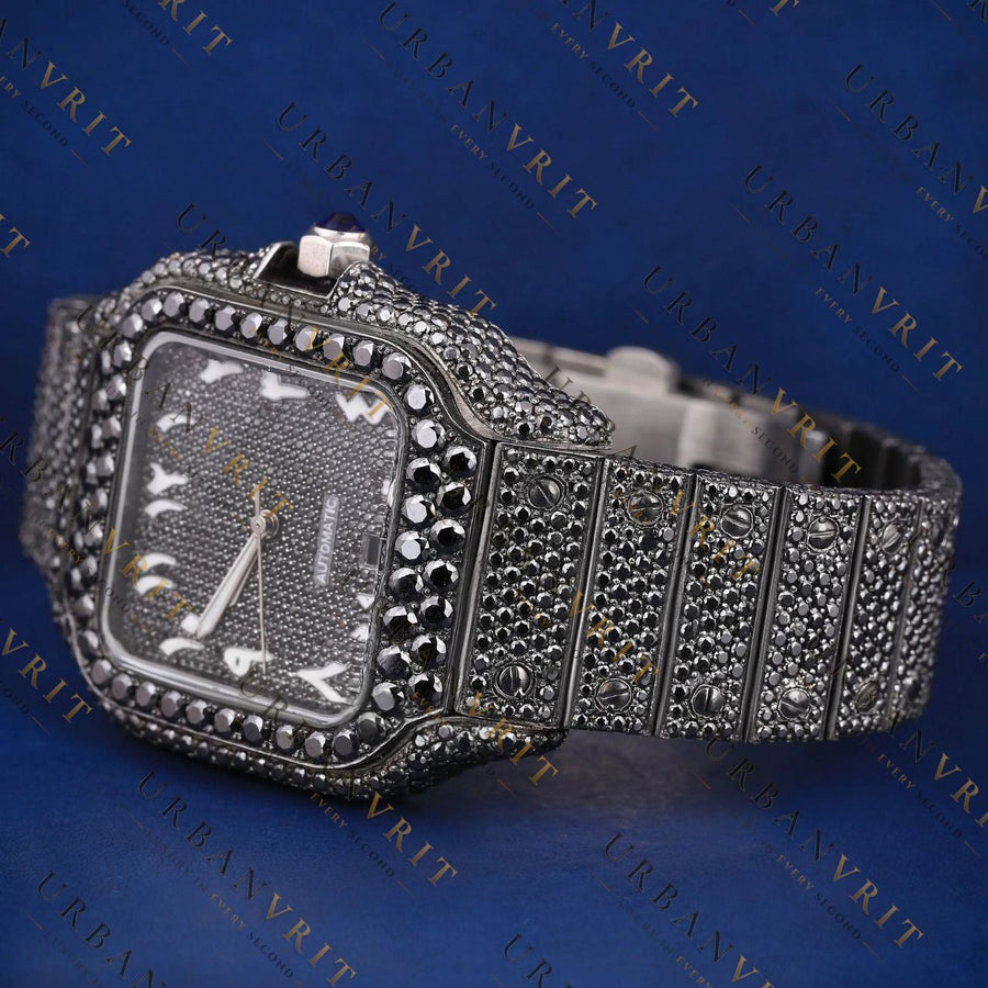 Black Diamond Santos VVS1 D Color Moissanite Watch