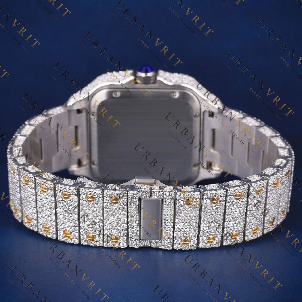 Two Tone Santos VVS1 D Color Moissanite Watch
