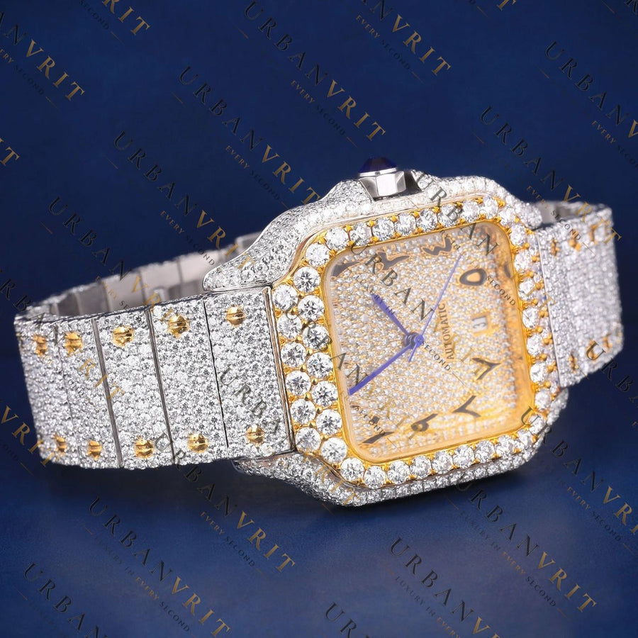 Two Tone Santos VVS1 D Color Moissanite Watch