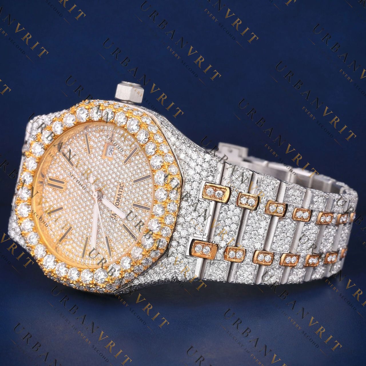 Two Tone Day-Date VVS1 D Color Moissanite Watch