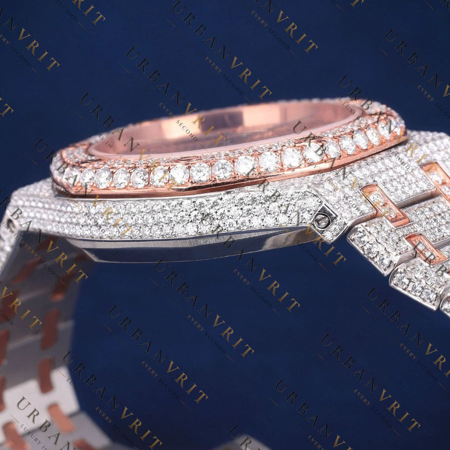 Rose Gold Red Dial VVS1 D Color Moissanite Watch