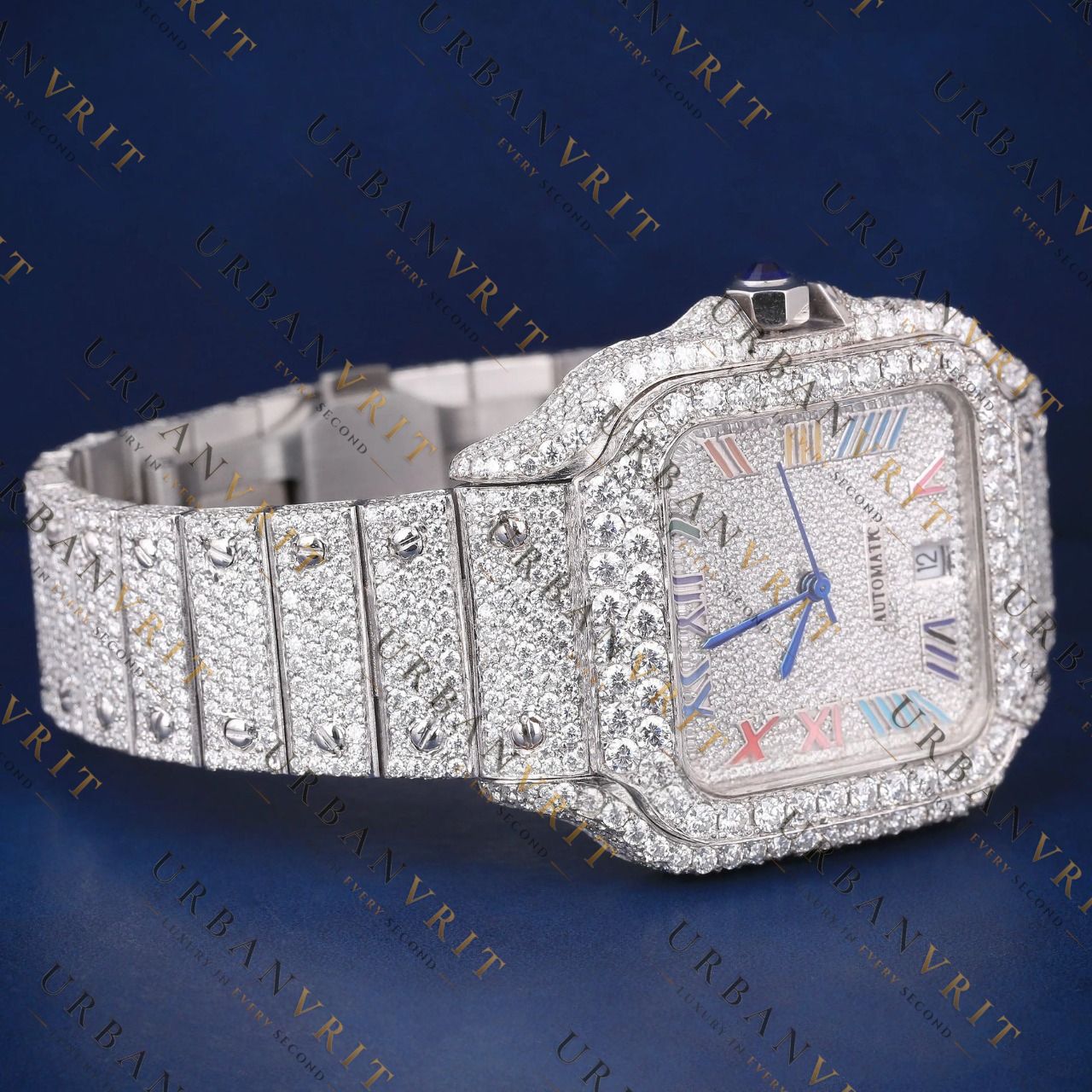 Rainbow Roman VVS1 D Moissanite Watch