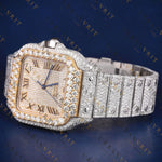 Luxury Two Tone Roman Numeral VVS1 D Color  Moissanite Watch