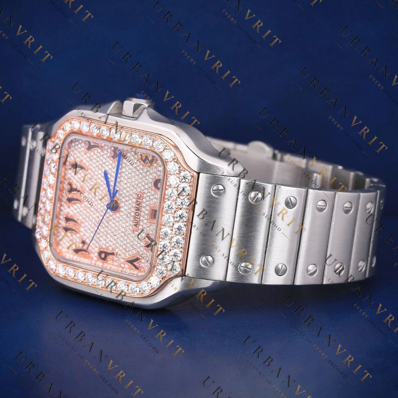 Luxury Rose Gold Dial Watch VVS1 D Color Moissanite Watch