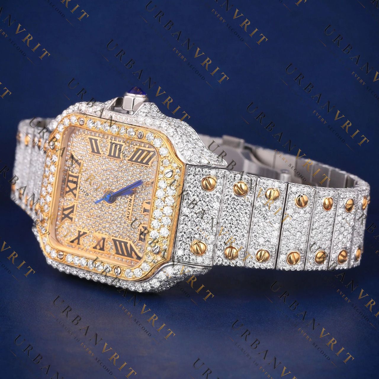 Luxury Two Tone Roman Dial Watch VVS1 D Color Moissanite Watch