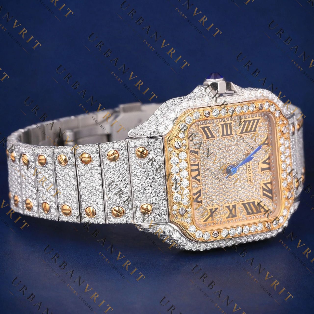 Luxury Two Tone Roman Dial Watch VVS1 D Color Moissanite Watch
