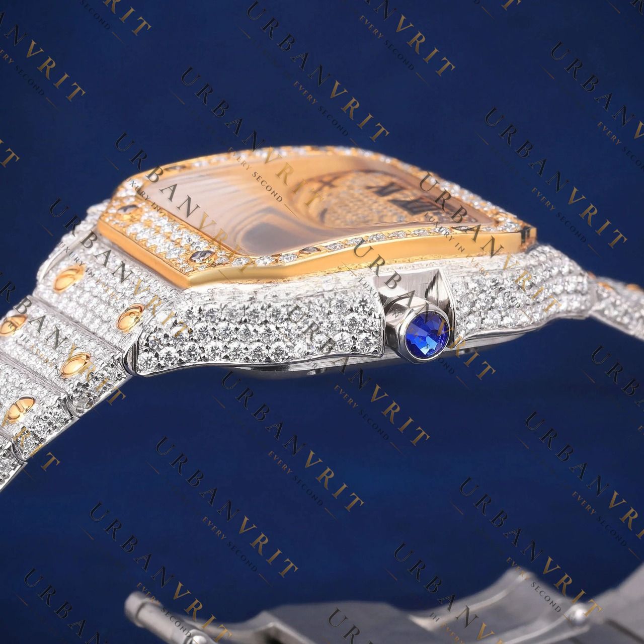 Luxury Two Tone Roman Dial Watch VVS1 D Color Moissanite Watch