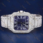 Blue Roman Dial  VVS1 D Color Moissanite Watch