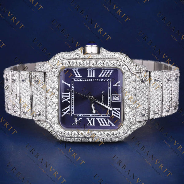 Blue Roman Dial  VVS1 D Color Moissanite Watch