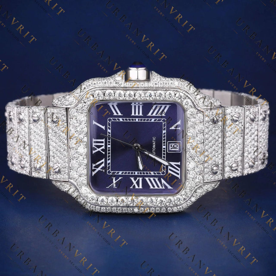 Blue Roman Dial  VVS1 D Color Moissanite Watch
