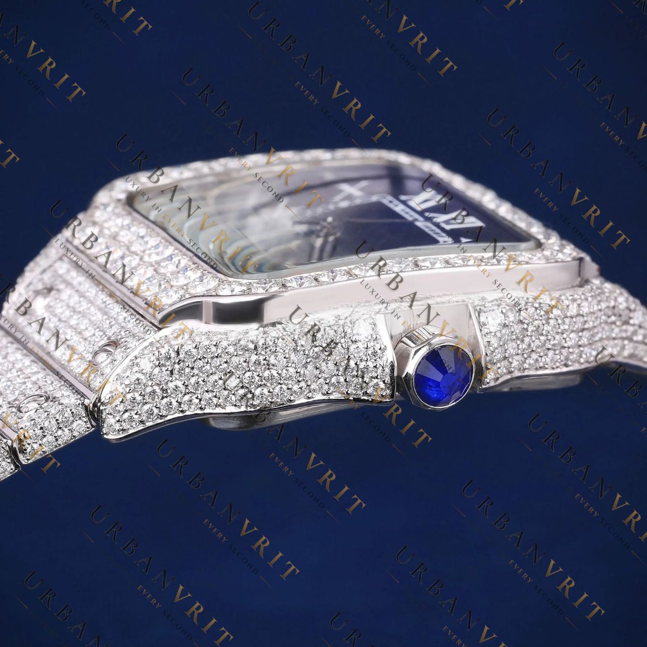 Blue Roman Dial  VVS1 D Color Moissanite Watch