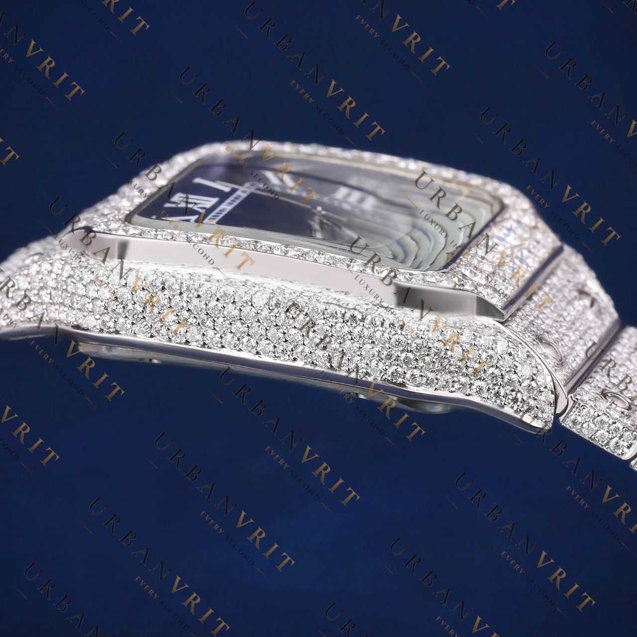 Blue Roman Dial  VVS1 D Color Moissanite Watch